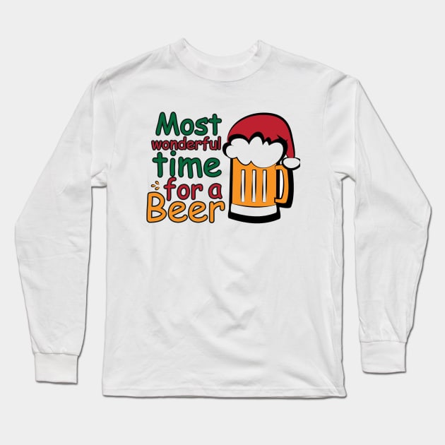 It's The Most Wonderful Time Santa Claus Beer T-shirt, Funny Christmas Gift Top Long Sleeve T-Shirt by PRINT-LAND